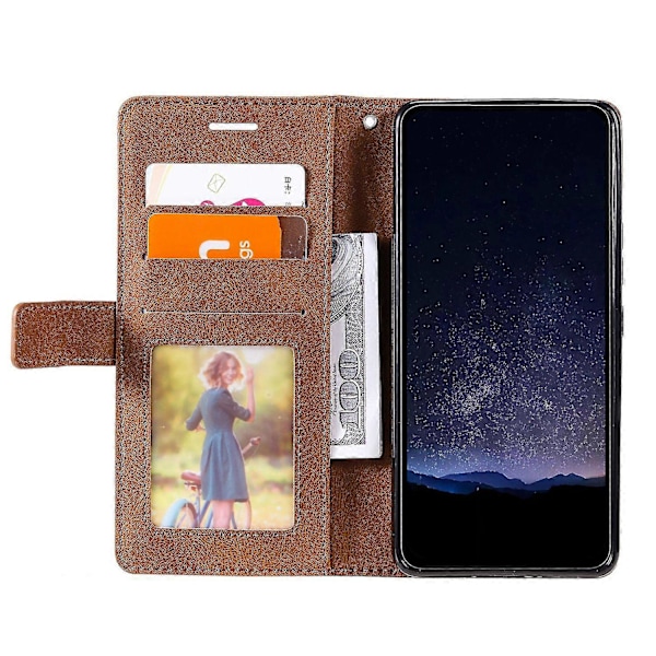 Plånboksfodral för Samsung Galaxy Xcover 5 Linjer Präglat PU Läder Telefonskal Brown