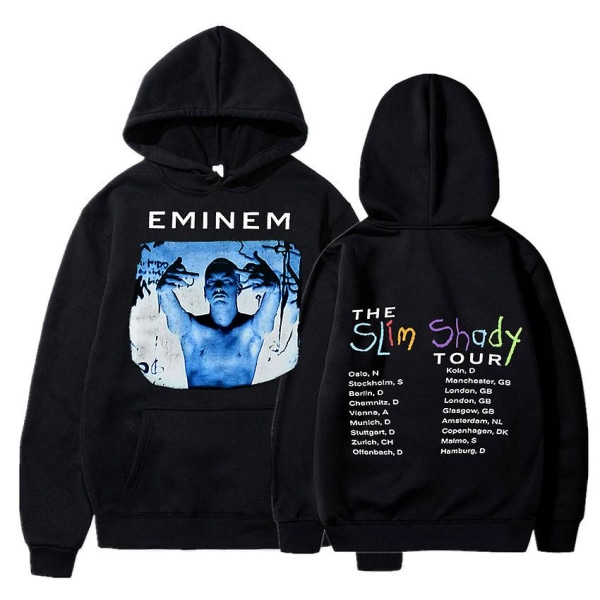 Eminem Anger Management Tour 2002 Hoodie Vintage Harajuku Funny Rick Sweatshirts Långärmade Herr Dam Pullover Mode Black8 L