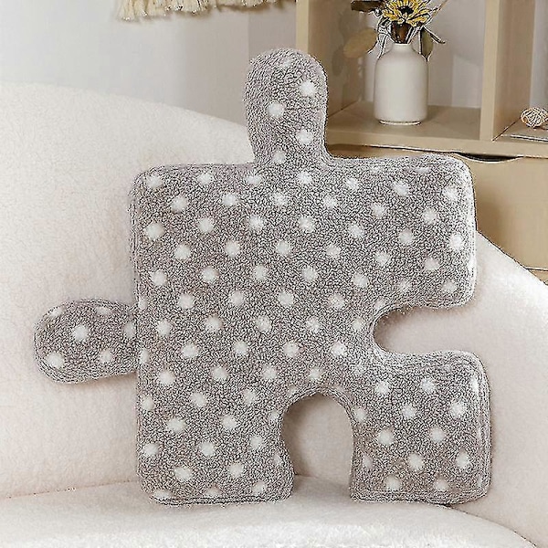 Blacket Vit Oregelbunden Pussel Sittdyna Ryggdyna Hem Kära Spel Prydnadskuddar Mjuka Tjocka Teddy Sammet Soffkuddar J 50x50cm