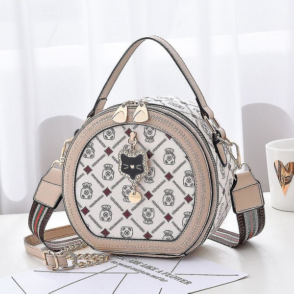 Snygg axelremsväska för kvinnor, flickor, messenger bag, plånbok Gedrucktes Khaki