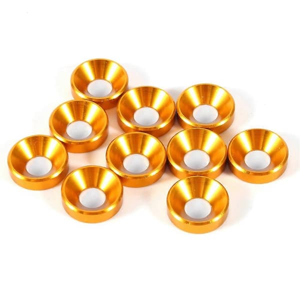 10X M5 Anodiserade försänkta brickor packning aluminiumlegering guld