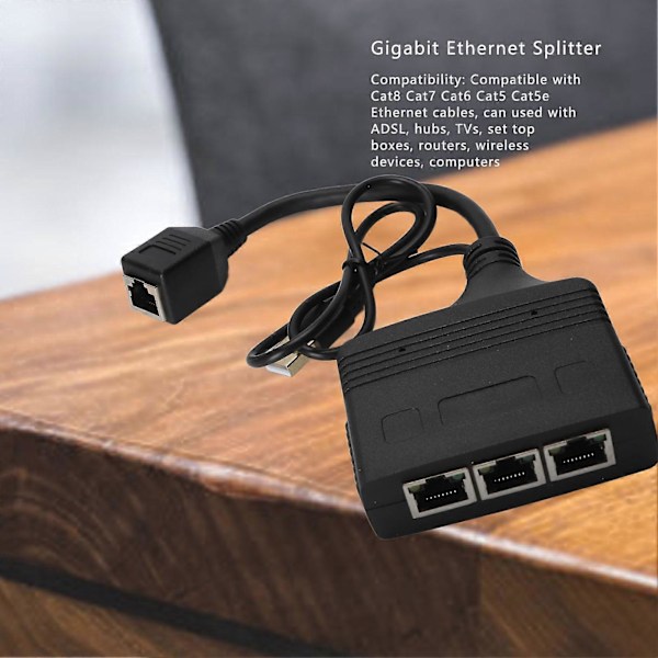 1–3 Ethernet-jakaja, nopea 1000 Mbps RJ45 -verkkosovitinjakaja Cat8-, Cat7-, Cat6-, Cat5- ja Cat5e-kaapeleille