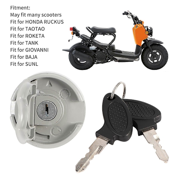 Gas Bränsletanklock &amp; Nycklar för Scooter GY6 4-Takt 139QMB Passar TAOTAO