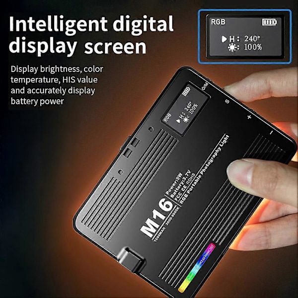 5W RGB Lomme LED-lys 3000K-9900K 1500mAh Batteri Innebygd med Telefonholderklemme og Blitsskoadapter