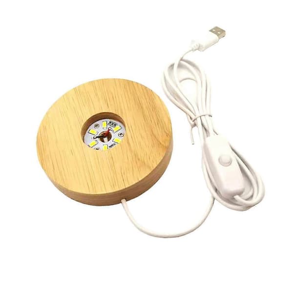1/2/3 Rund LED Lys Sokkel Display Stativ Lampe i Tre For Krystallkuler White Light 100mm 1 Pc
