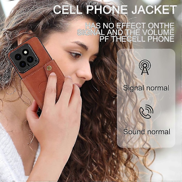 För Xiaomi 14 Fodral Kort Hållare PU Läderbelagd TPU Ställ Telefon Skal s20241212820 Style D