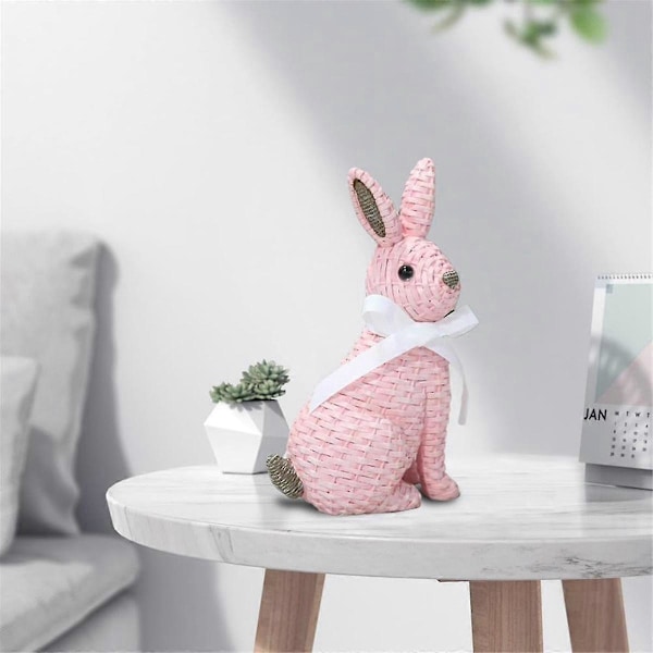 Simulerings Kanin Figur Påske Borddekoration Festival Kunst Kanin Håndværk Ornament Pink-B