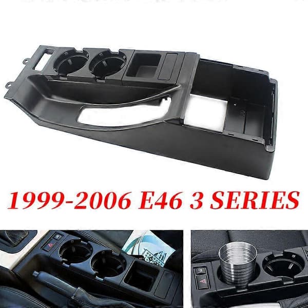 3 stk./sæt til- E46 3 SERIE Sort Centerkonsol Trim Base & Kop Mønt Opbevaringsholder