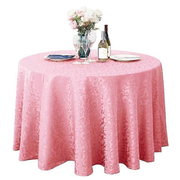 Bordsduk Rivtålig Ingen Blekningsrisk Polyester Tvättbar Rund Bordsduk för Kök Pink Red