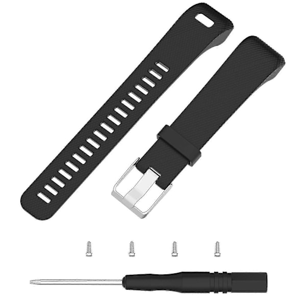 Myk klokkereim i silikon til Garmin Vivosmart HR+/Approach X10/X40 med installasjonsverktøy Black