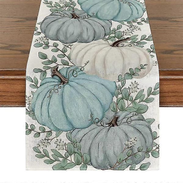 Høst Eucalyptus Blader Gresskar Bordløper, Høst Thanksgiving Kjøkken Spisebord Dekor F