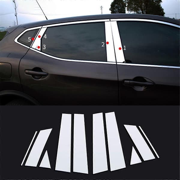 Vindus Chrome Stolpe Deksel Trim List Pynt Aksent Rustfritt Stål Styling for J11 2014 -2017