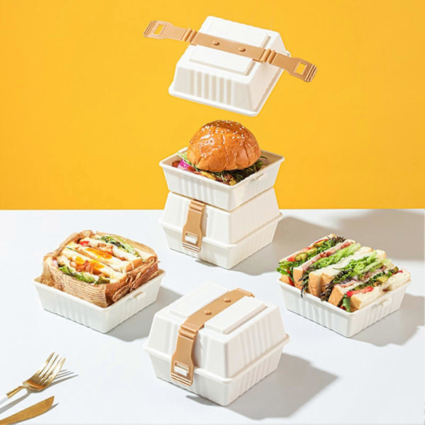 Hamburgerboks Multifunktionel Fødevaregodkendt Stor Kaliber Høj Kapacitet Lækagesikker Opbevaring Bærbar Burgeremballage Kage Takeout Boks Madbeholder Udendørs