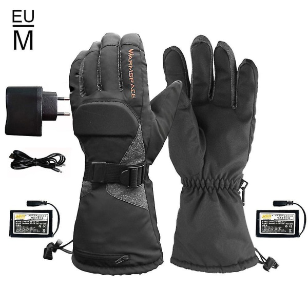 Nya motorcykeluppvärmda handskar 3,7v/3600mah vintermotorcykelhandske Black M EU