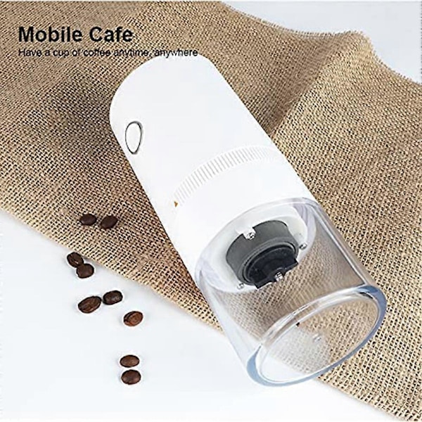 Bærbar Elektrisk Kaffekvern Brygget Kaffemaskin Oppladbar Keramisk Konisk Burr Hvit