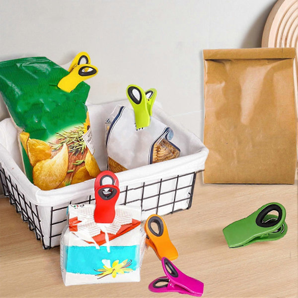 5 stk. Forseglingsklemme Sklisikker Fuktsikker God Forsegling Plast Kjøleskapsmagnet Design Snackposeklemme Klesklype Hjemmeinnredning