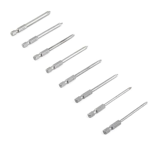 8 stk. 75 mm 1/4\" Skaft Magnetisk Lang Krydskærv Skruetrækker Bits Sæt