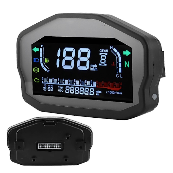Motorcykel Speedometer Brændstofniveau Måler Ombygning LCD Instrument til 1/2/4 Cylindret Motor med LED