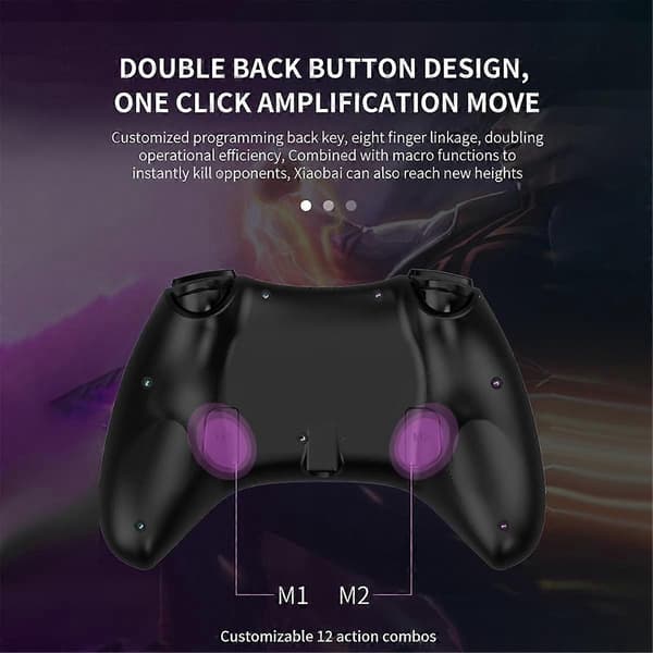Trådløs spillkonsoll+mottaker for Switch/Android/Ios/Pc 6-akset gyro høypresisjons joystick Rgb Bluetooth gamepad svart