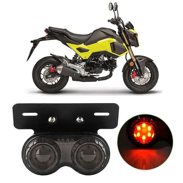 12V Rund Motorcykel LED Bremselygte Baglygte Universal Modificeret Tilbehør Røget Linse