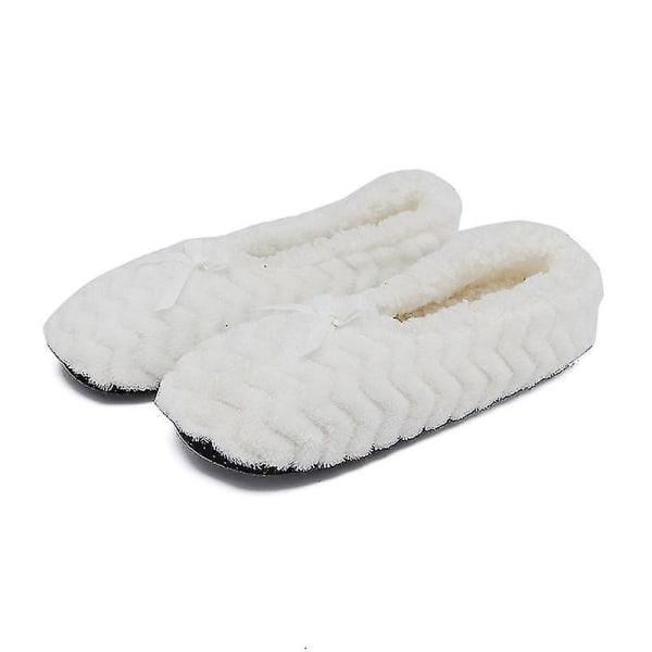 Dam Indoor Warma Fleece Tofflor Vinter Mjuk Mysig Halkfri plysch Slip-on Skor White 36-38