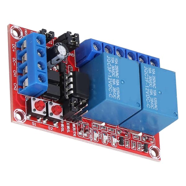Relæmodul 2 Kanal Knap Selvlåsende Interlock Høj Lav Niveau Trigger med Switch Light12V