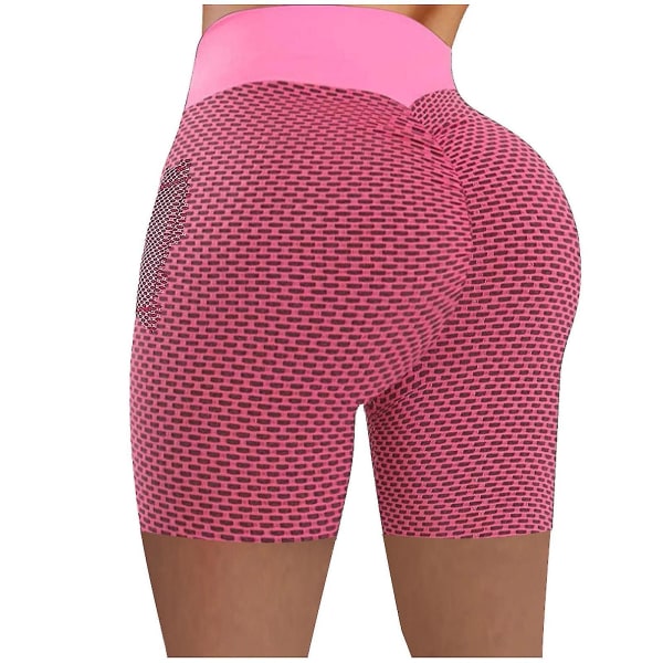 Tflycq Dam Stretch Leggings Fitness Löpgymnastikfickor Aktiva Shorts Yogabyxor Pink S