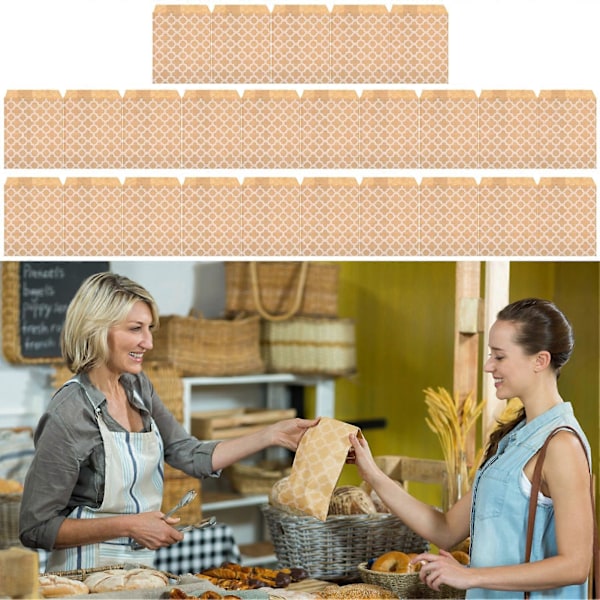25 st Matpåse Vikbar Kraftpapperspåse Förpackning för Godis Nötter Kakor Snacks Korsad Blomma