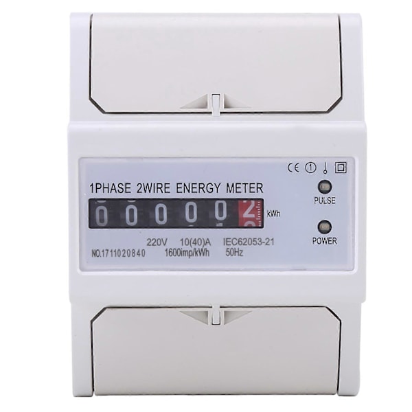 1-fas 2-tråds DIN-skena Elektronisk Energimätare KWh 10(40)A