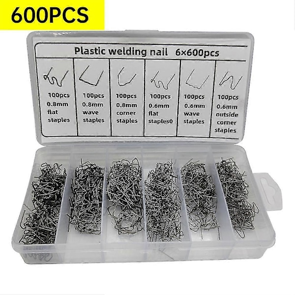 3000/1200/600 st Plast Reparationsmaskin Svetsning Varm Häftapparat Stötfångare Skärm Svetsare Klammer Kit 1200pcs