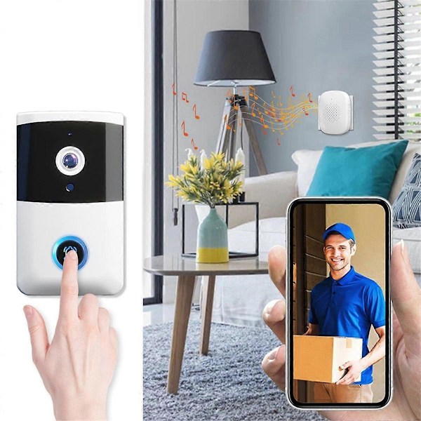 Trådløs Smart Dørklokke - Trådløs Dørklokke med Intercom Funktion - med Nattesyn - Dørklokke til Hjemmesikkerhed