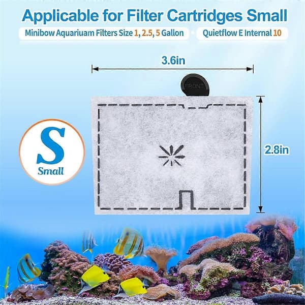 12 pakker Små Filterpatroner Udskiftning til QuietFlow E Internt Strømfilter 10 og 1/2.5/5 Gallon Minibow