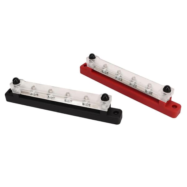 2 STK Batterisamleskinne Sort Rød DC12V til 48V 150A M6 Terminal 6 Studs til RV Bil Skib Yacht Strømsystem