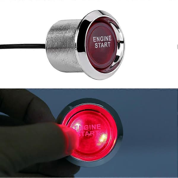 Universal 12V Bil Fordonsmotor Start Tryckknapp Tändningsstart Röd LED