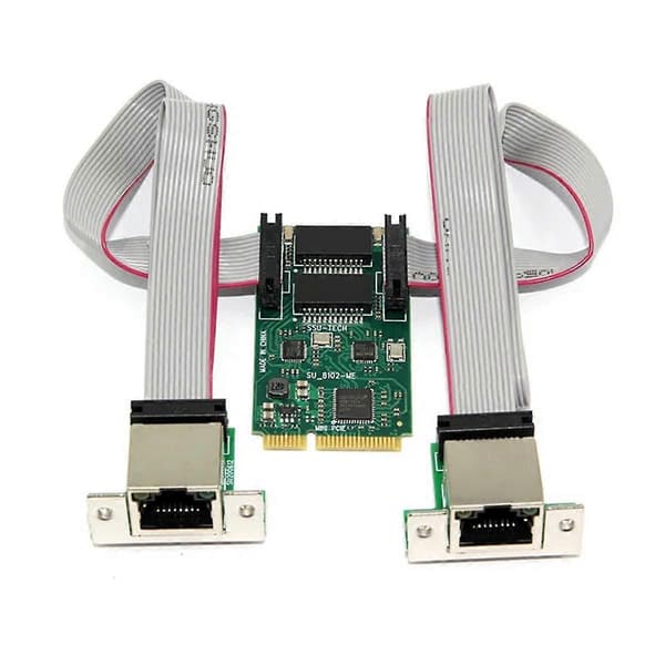 Mini PCI-E til 2-ports Netværkskort 1000Mbps Gigabit Ethernet 10/100/1000M RJ45 LAN Netværksadapter til Computer PC