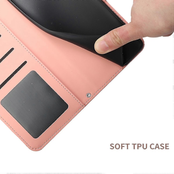 For Nokia C30 Sommerfugl Blomster Preging Pu Lær Telefon Shell, Fallsikker Mønster Preging Design Lommebok Stativ Veske Med Praktisk Stropp Pink