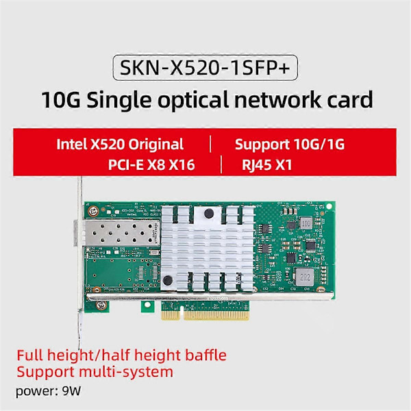 10G SFP+ Netværkskort til Værtscontroller PCI-E X8/Kompatibel med X16 PCIe V2.0 (5.0 GT/S)