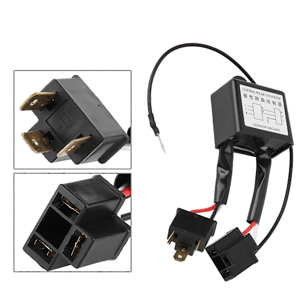 2 st LED Negativ Konverter Polar Negativ Strömbrytare Kabeladapter Omvänd Polaritet för H4