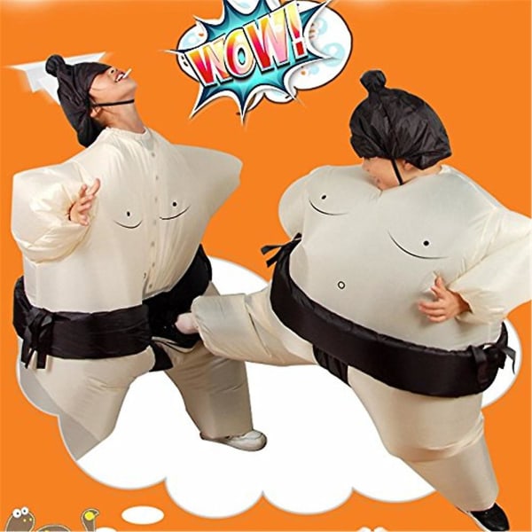 Sumo Wrestlare Uniform Vuxen Uppblåsbar Kostym Med Fläkt Yellow Kids 140-160cm