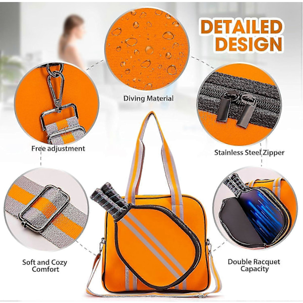 Crossbody Sling Pickleball Bag Tote, Pickleballvesker for kvinner og menn, Pickleballvesker for damer Bold Sunset