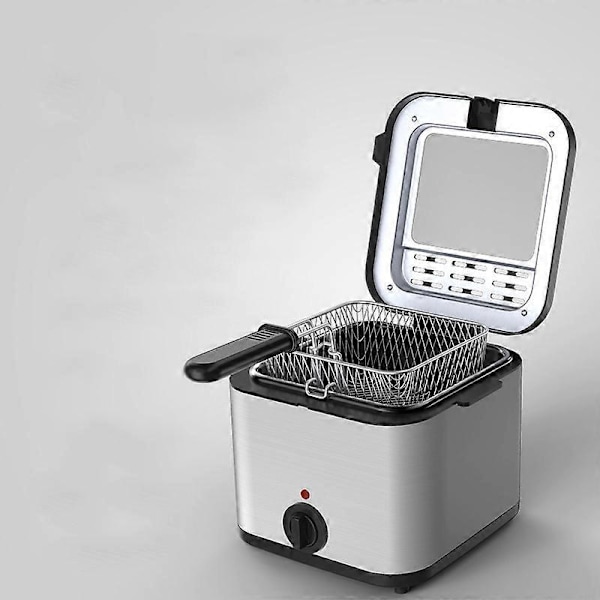 Elektrisk Frityrkoker Rustfritt Stål AC 1000W Multifunksjonell Frityrkoker Kjøkkentilbehør med Kurv EU Plugg 220V 230V