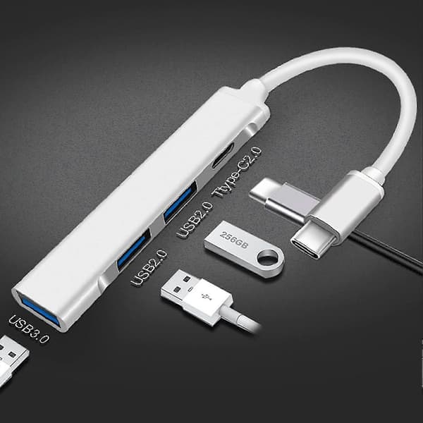 Docking Station Mini Plug and Play Højstyrke Aluminium Legering 4 i 1 USB/Type-C Hub til Computer