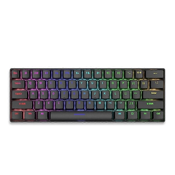 Mekaniskt tangentbord 61 tangenter Blandat ljus Hot Swap Tangentbord Kontorstillbehör Gaming Tangentbord Svart Cyan Axis
