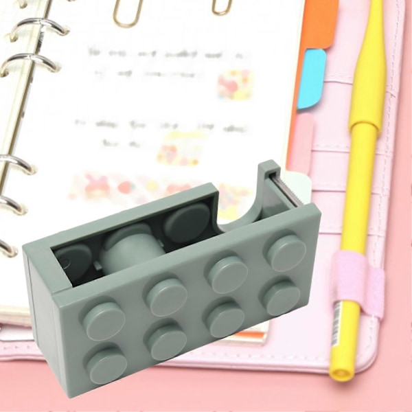 Tape Dispenser Sød Byggeklodsform Nem Skæring Bordtapeholder til Skole Kontor Studieværelse Grøn