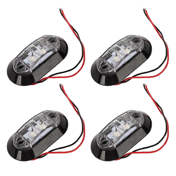 4 stk. Sidemarkeringslys 12V DC IP67 Vanntett Hvit Belysning LED Breddeindikator Klareringslys for Bobiler Båter Yachter