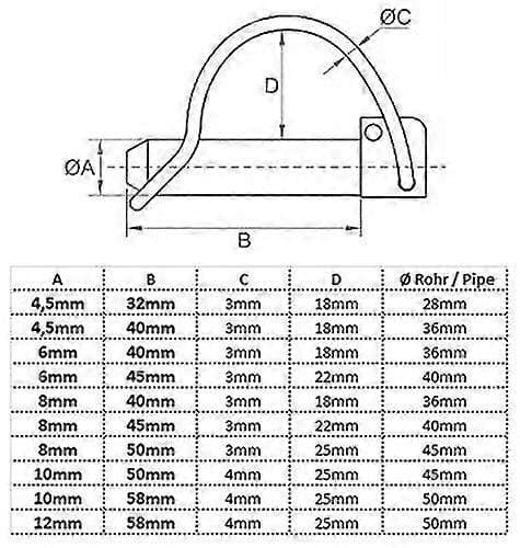 10-pak 8,0 mm X 45 mm foldestifter til 40 mm rør [10] rør 8 mm X 45 mm