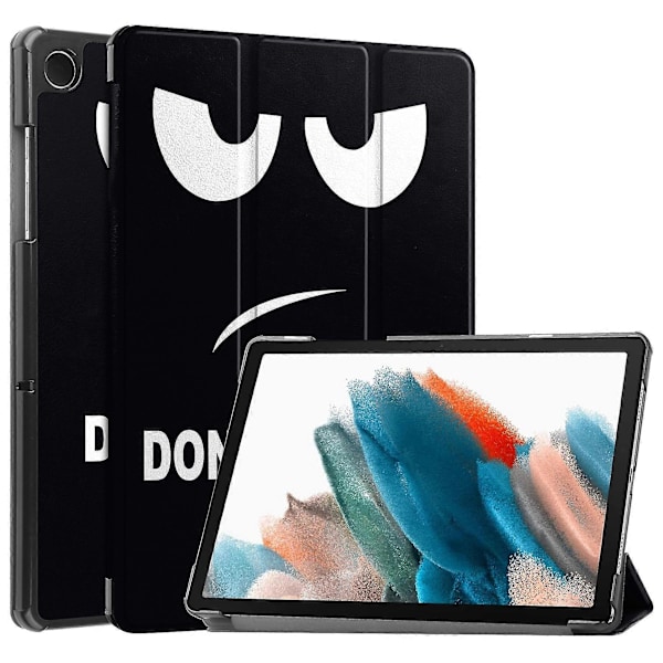 Samsung Galaxy Tab A9+ Kolmitaitettava Jalustallinen Tablettikotelo PU-nahkaa Kuvioitu Älykäs Suojakuori Don t Touch Me