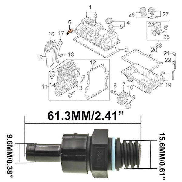 PCV Positiv Krumtaphusventil til L4 2007 Mini R50 R52 R53 2000-2004-2008 4693369AA 11127577568