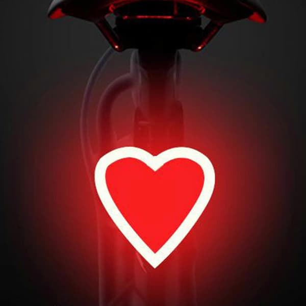 Supersterk LED Sykkellys, Front- og Baklys, Baklys for Landeveissykkel, MTB, Sykling - Hjerte