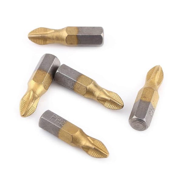 10 stk. Titanium Belagt 1/4\" Hex Skaft 25mm Længde PH2 Antislip Magnetisk S2 Skruetrækker Bits Sæt